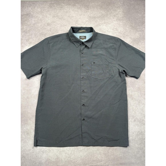 Quiksilver Waterman Shirt Mens Large Gray Comfort Fit Short Sleeve Button Down - Picture 1 of 16